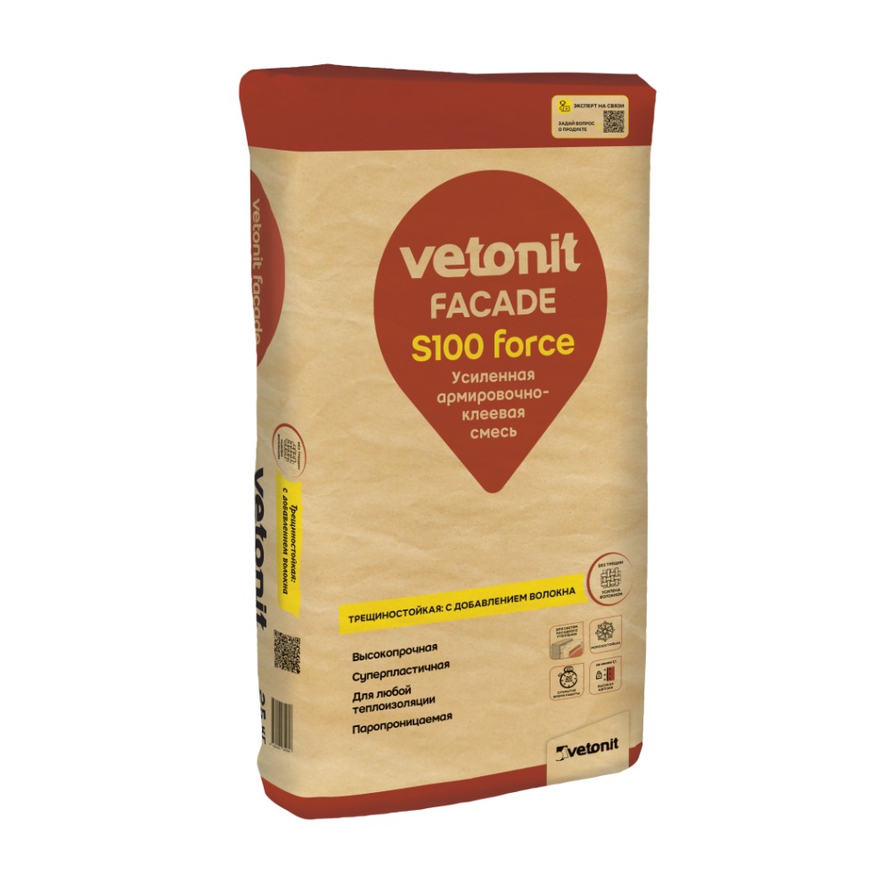 Vetonit facade S100 force Усиленная армировочно-клеевая смесь