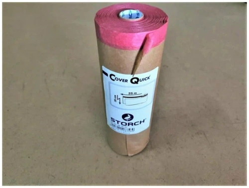 STORCH Укрывная бумага с клейкой красной лентой, УФ- устойчивость180 дней, 30см х 25м STORCH Укрывная бумага с клейкой красной лентой, УФ- устойчивость180 дней, 30см х 25м