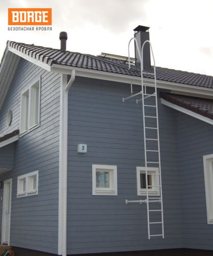 Комплект лестница фасадная BORGE верхняя секция (секция лестницы, 2 поручня, 2 подвесных кронштейна, 4 или 6 стеновых кронштейнов, комплект крепежа)